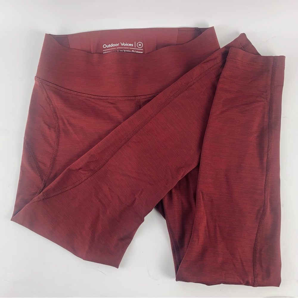 Outdoor Voices Warmup 3/4 Cropped Capri Leggings - Maroon Red